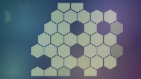 六角形が脈打つ背景の途中の絵