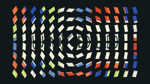 波紋で傾くタイルの途中の絵