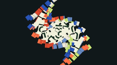 渦に巻かれるタイルの途中の絵