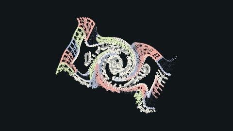 線がぐるぐる絡むの途中の絵